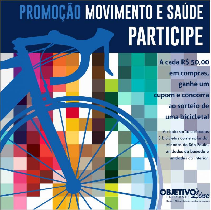 Participe da campanha Movimento e Saúde do Objetivo Line e concorra a uma bicicleta